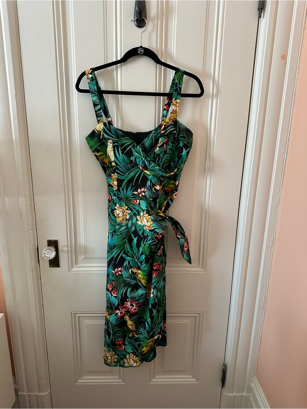 Pinup Couture Tropical Green & Yellow Floral Wiggle Dress with Bolero - Picture 2 of 7